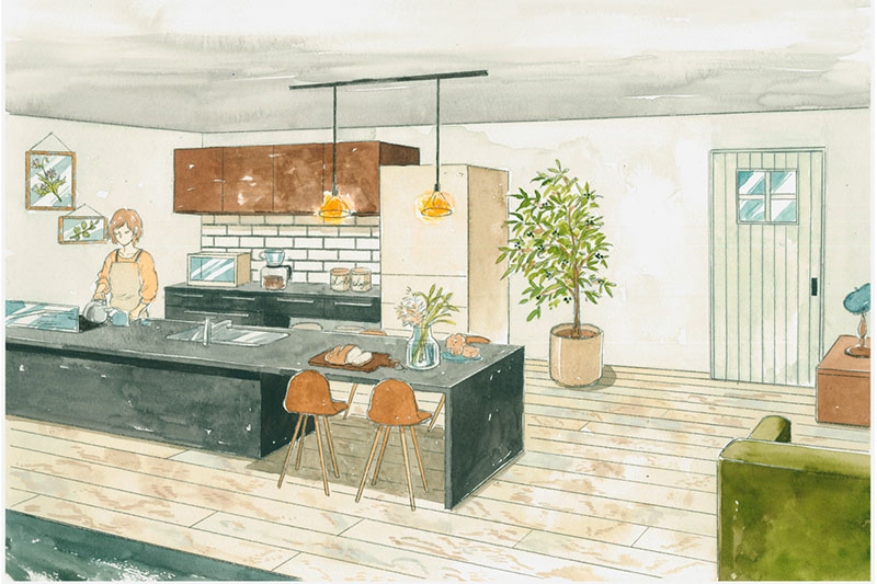 リフォームの手書きパース