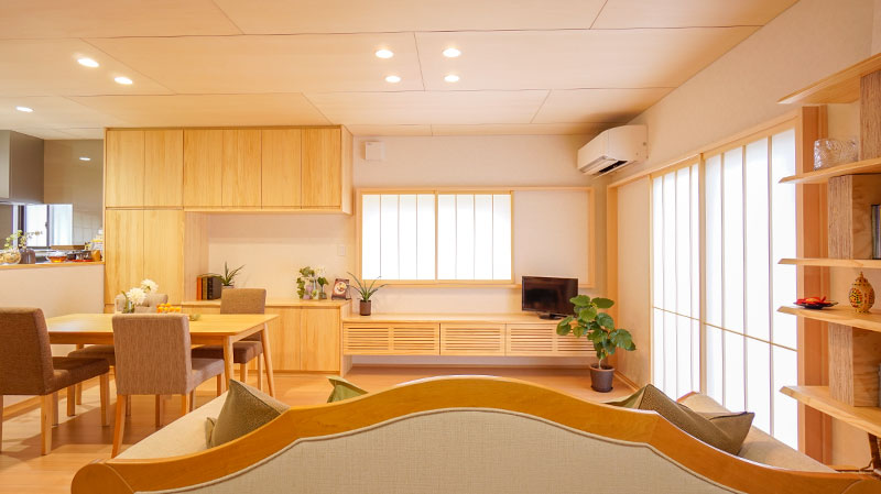 リビングに障子を取り付け