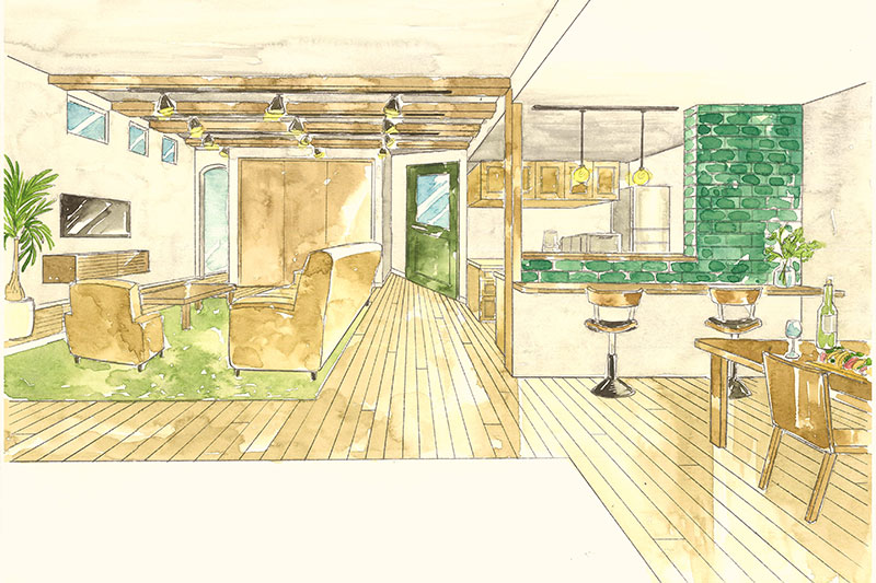 おしゃれな手書きパース